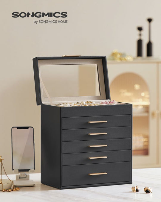 4-Layer Jewelry Box | Glass Lid Storage Organizer