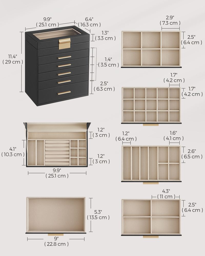 4-Layer Jewelry Box | Glass Lid Storage Organizer