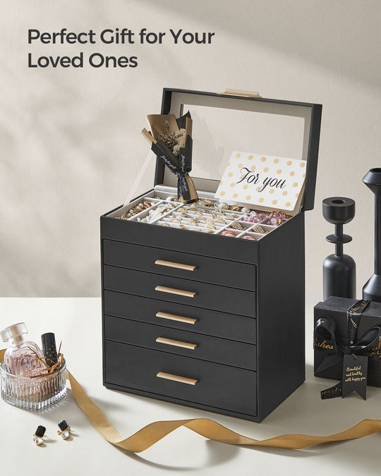 4-Layer Jewelry Box | Glass Lid Storage Organizer