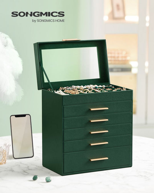 4-Layer Jewelry Box | Glass Lid Storage Organizer