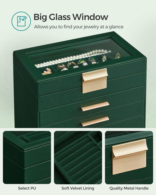 4-Layer Jewelry Box | Glass Lid Storage Organizer