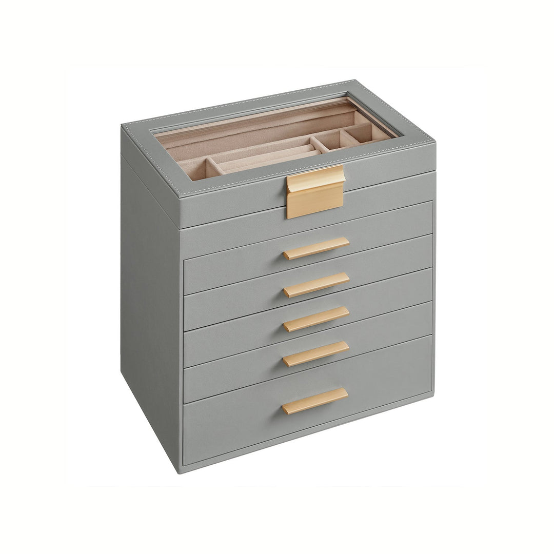 4-Layer Jewelry Box | Glass Lid Storage Organizer