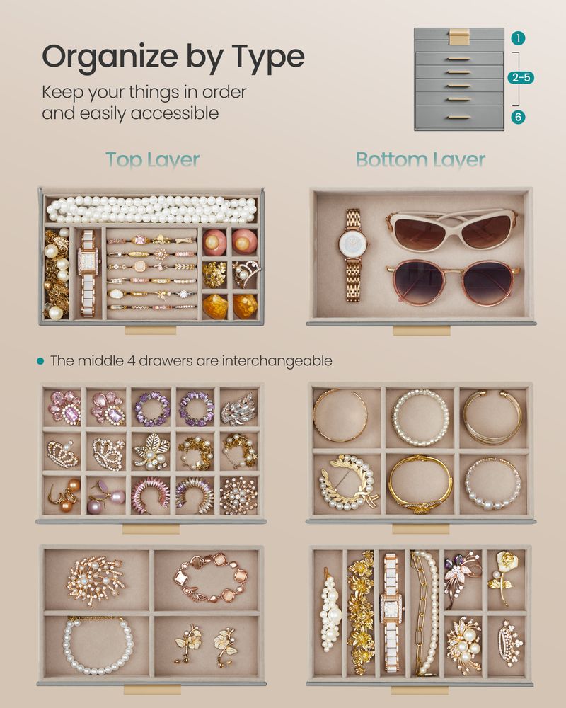 4-Layer Jewelry Box | Glass Lid Storage Organizer