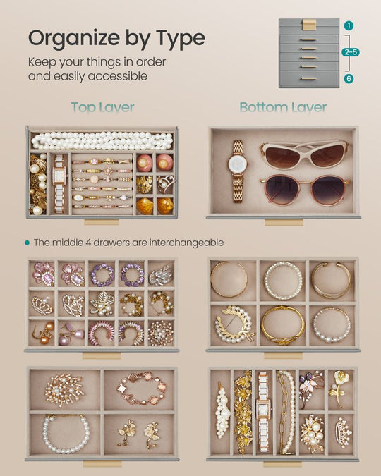 4-Layer Jewelry Box | Glass Lid Storage Organizer