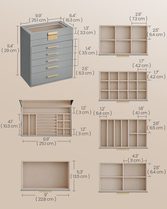 4-Layer Jewelry Box | Glass Lid Storage Organizer