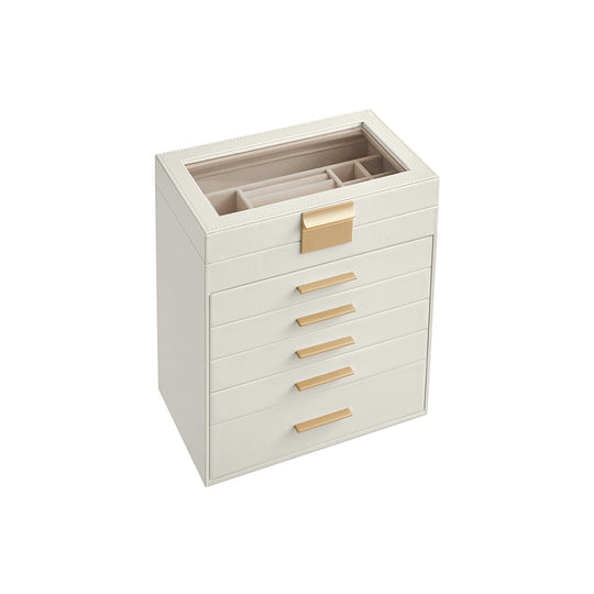 4-Layer Jewelry Box | Glass Lid Storage Organizer