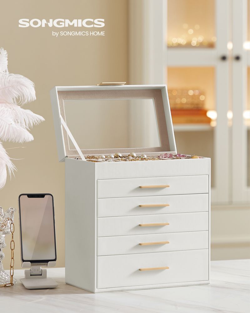 4-Layer Jewelry Box | Glass Lid Storage Organizer