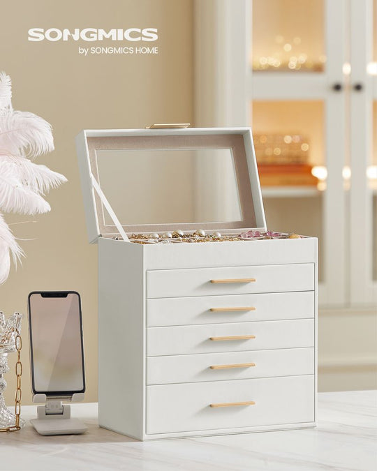 4-Layer Jewelry Box | Glass Lid Storage Organizer