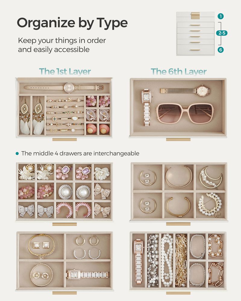 4-Layer Jewelry Box | Glass Lid Storage Organizer