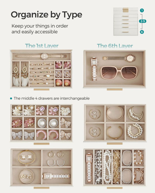 4-Layer Jewelry Box | Glass Lid Storage Organizer