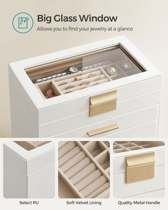 4-Layer Jewelry Box | Glass Lid Storage Organizer
