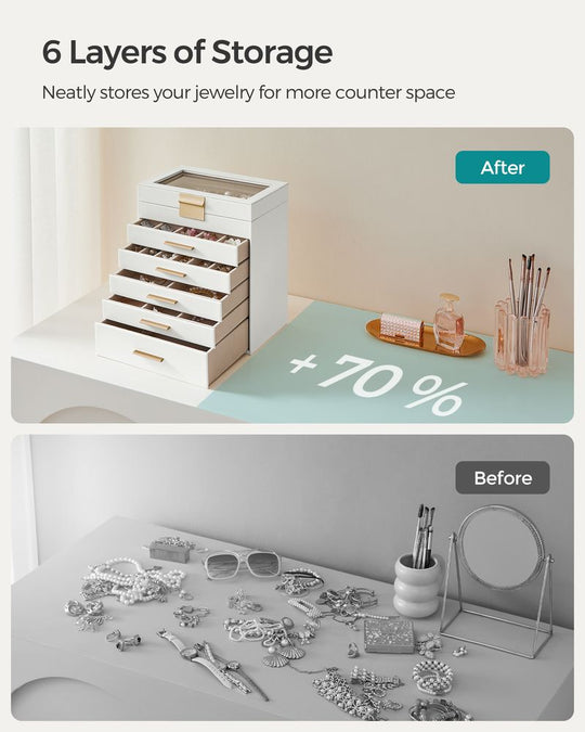 4-Layer Jewelry Box | Glass Lid Storage Organizer