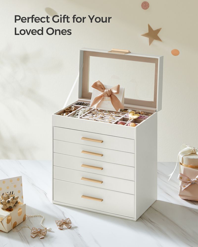 4-Layer Jewelry Box | Glass Lid Storage Organizer