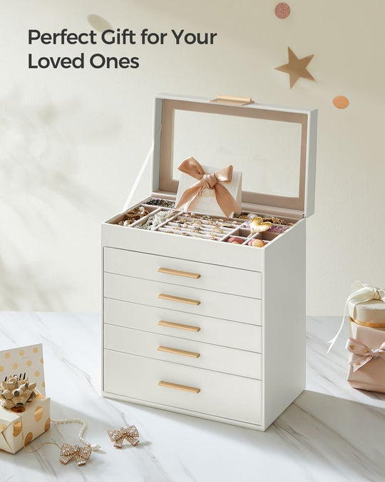 4-Layer Jewelry Box | Glass Lid Storage Organizer