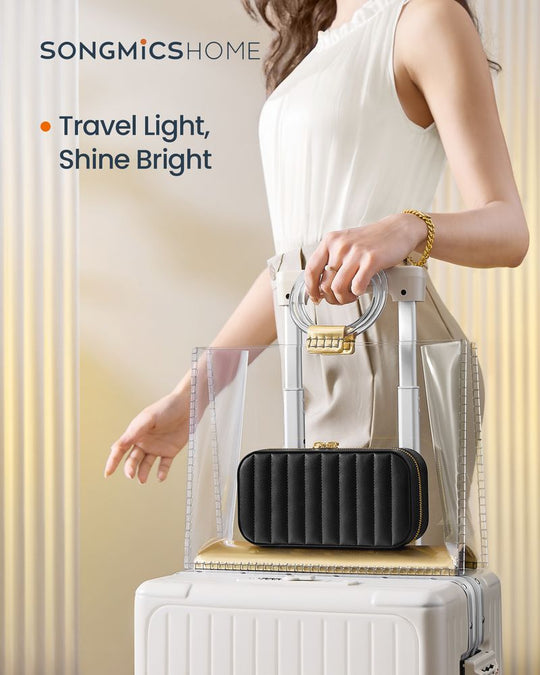 Travel Jewelry Case | Zippered Organizer With Built In Mirror