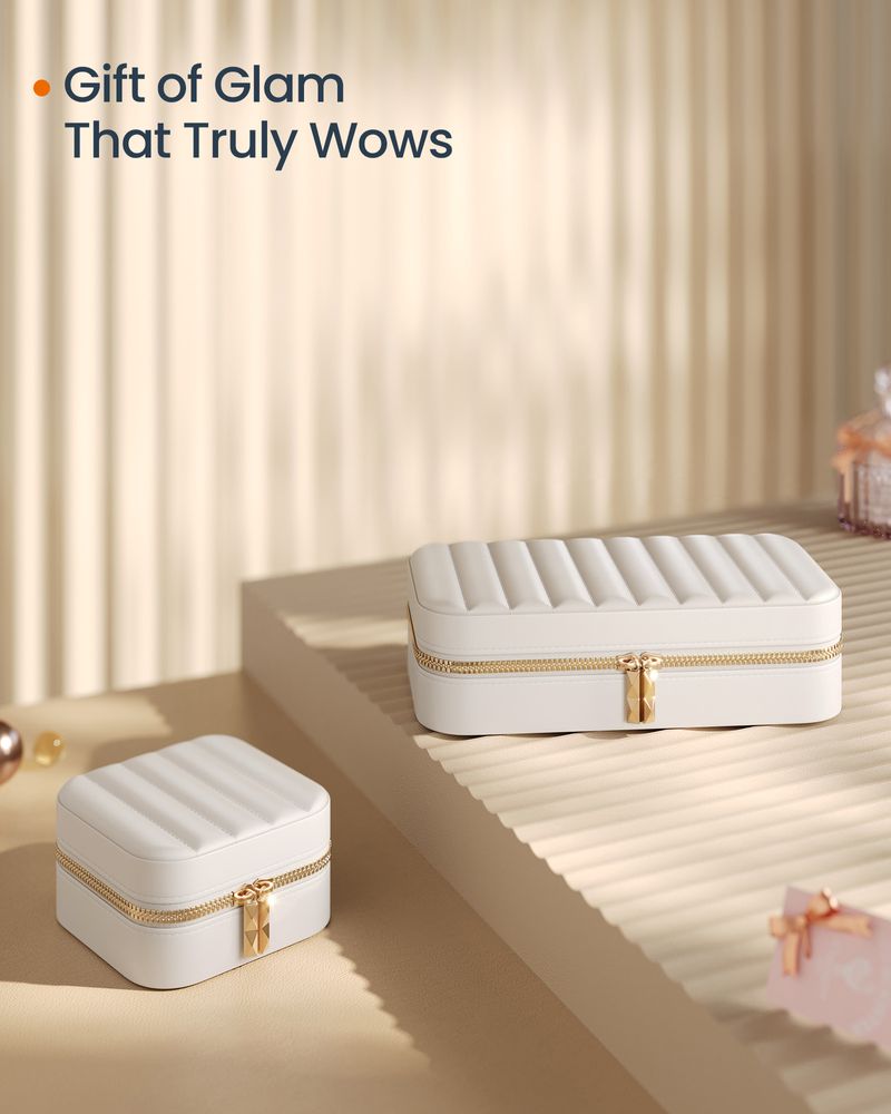 Travel Jewelry Case | Zippered Organizer With Built In Mirror