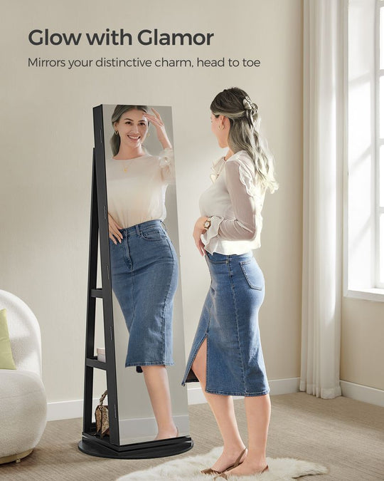 Lockable Jewelry Armoire | Full Length Mirror With Interior Lighting