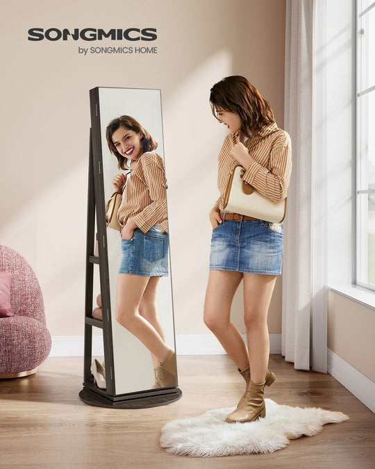 Lockable Jewelry Armoire | Full Length Mirror With Interior Lighting