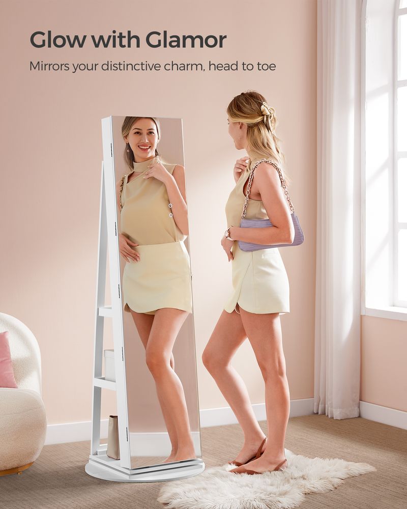 Lockable Jewelry Armoire | Full Length Mirror With Interior Lighting