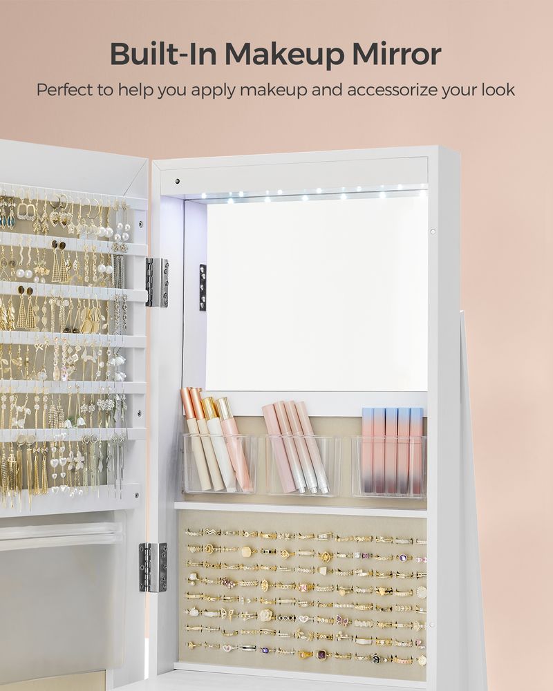 Lockable Jewelry Armoire | Full Length Mirror With Interior Lighting
