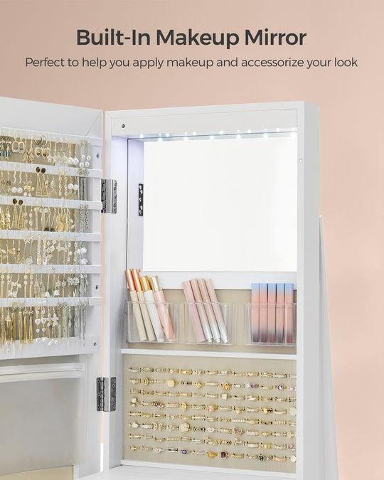 Lockable Jewelry Armoire | Full Length Mirror With Interior Lighting