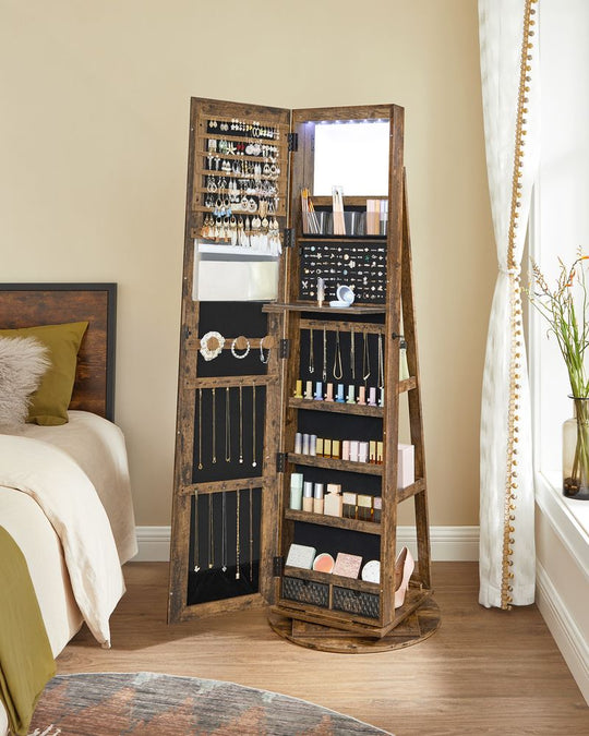 Lockable Jewelry Armoire | Full Length Mirror With Interior Lighting