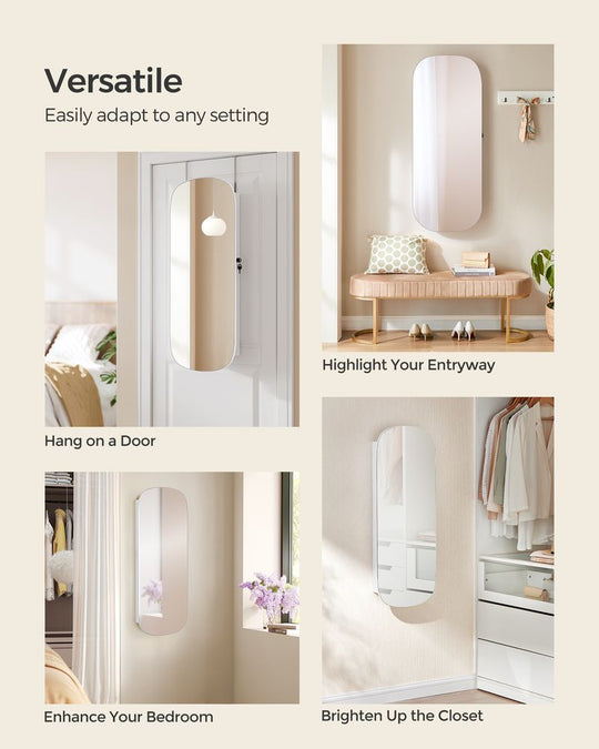 Round Mirror Jewelry Cabinet | Wall-Mounted LED Organizer