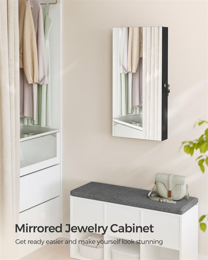 Wall-Mounted Jewelry Cabinet | Mirror Armoire With LED Lighting