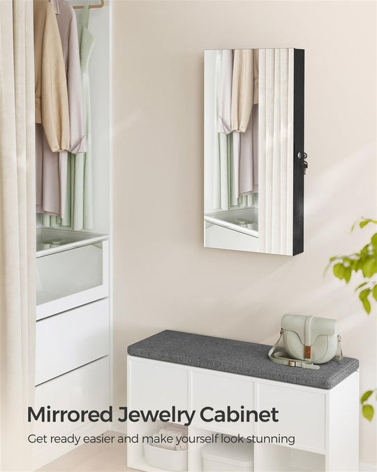 Wall-Mounted Jewelry Cabinet | Mirror Armoire With LED Lighting
