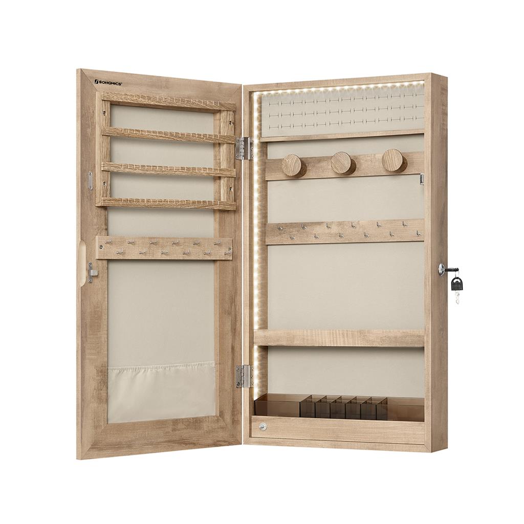 Wall-Mounted Jewelry Cabinet | Mirror Armoire With LED Lighting