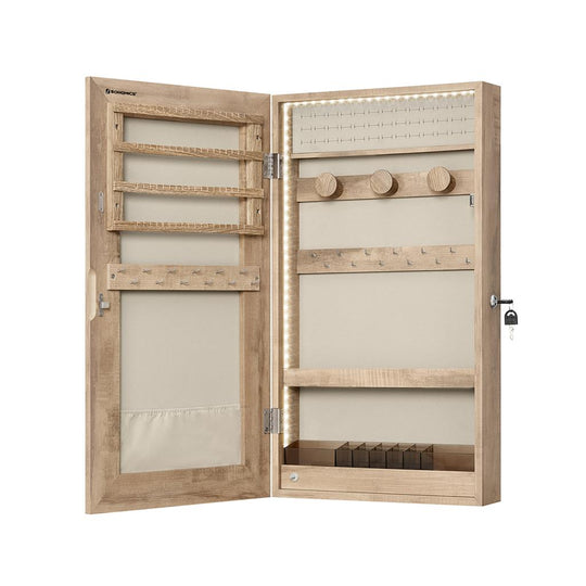 Wall-Mounted Jewelry Cabinet | Mirror Armoire With LED Lighting