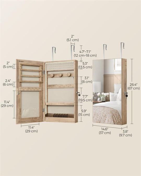 Wall-Mounted Jewelry Cabinet | Mirror Armoire With LED Lighting