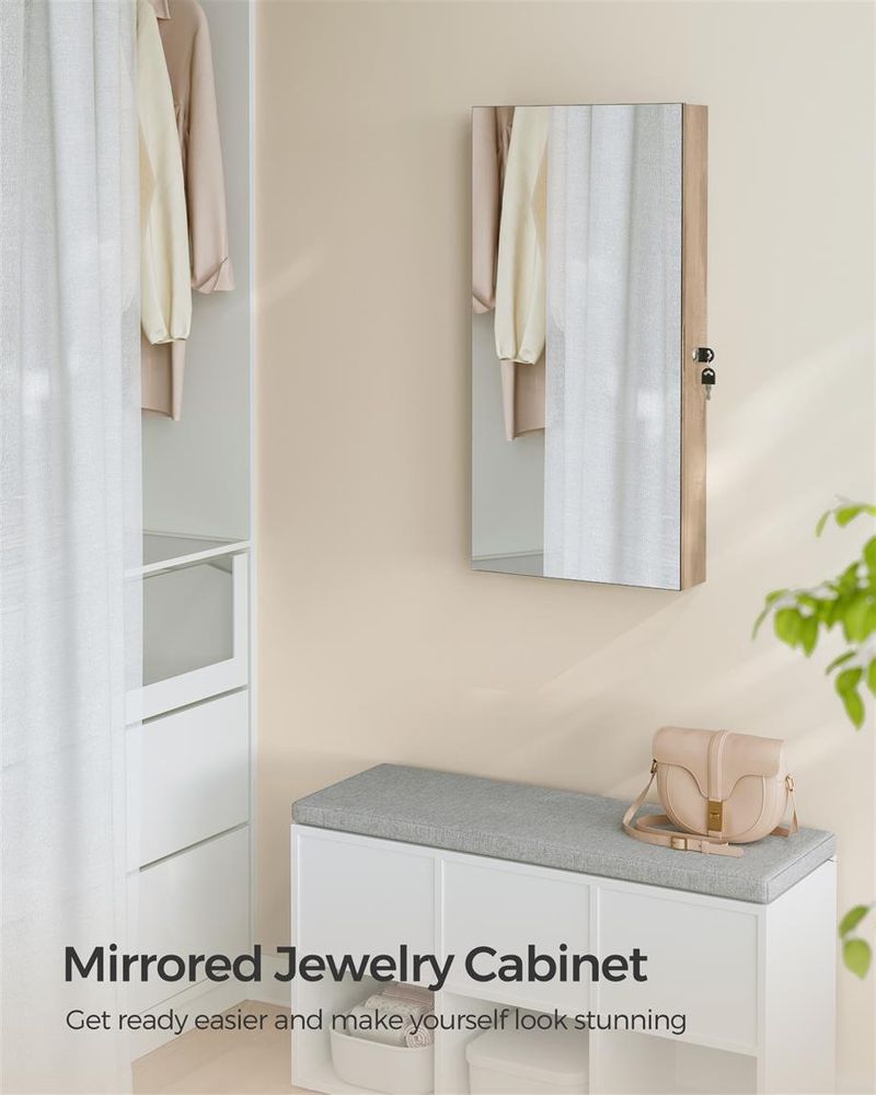 Wall-Mounted Jewelry Cabinet | Mirror Armoire With LED Lighting
