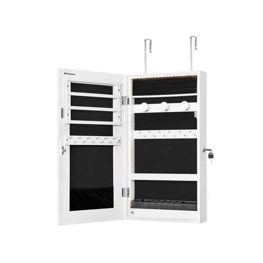 Wall-Mounted Jewelry Cabinet | Mirror Armoire With LED Lighting