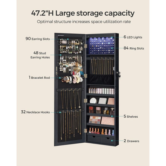Jewelry Armoire Organizer | Full-Length Mirror Storage