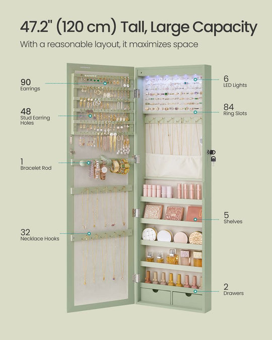 Jewelry Armoire Organizer | Full-Length Mirror Storage