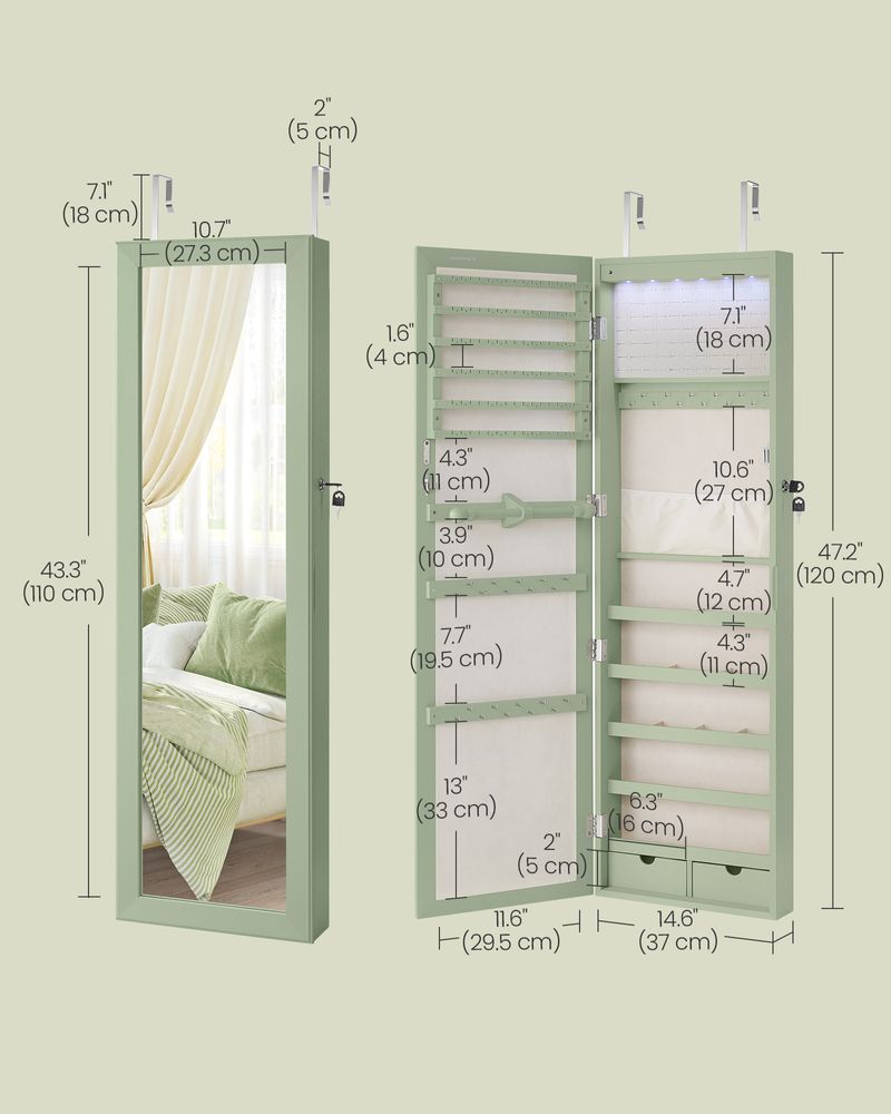 Jewelry Armoire Organizer | Full-Length Mirror Storage