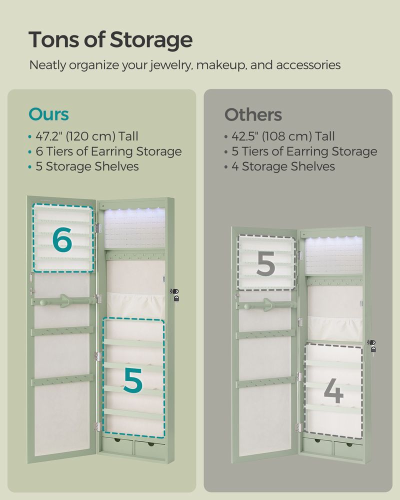 Jewelry Armoire Organizer | Full-Length Mirror Storage