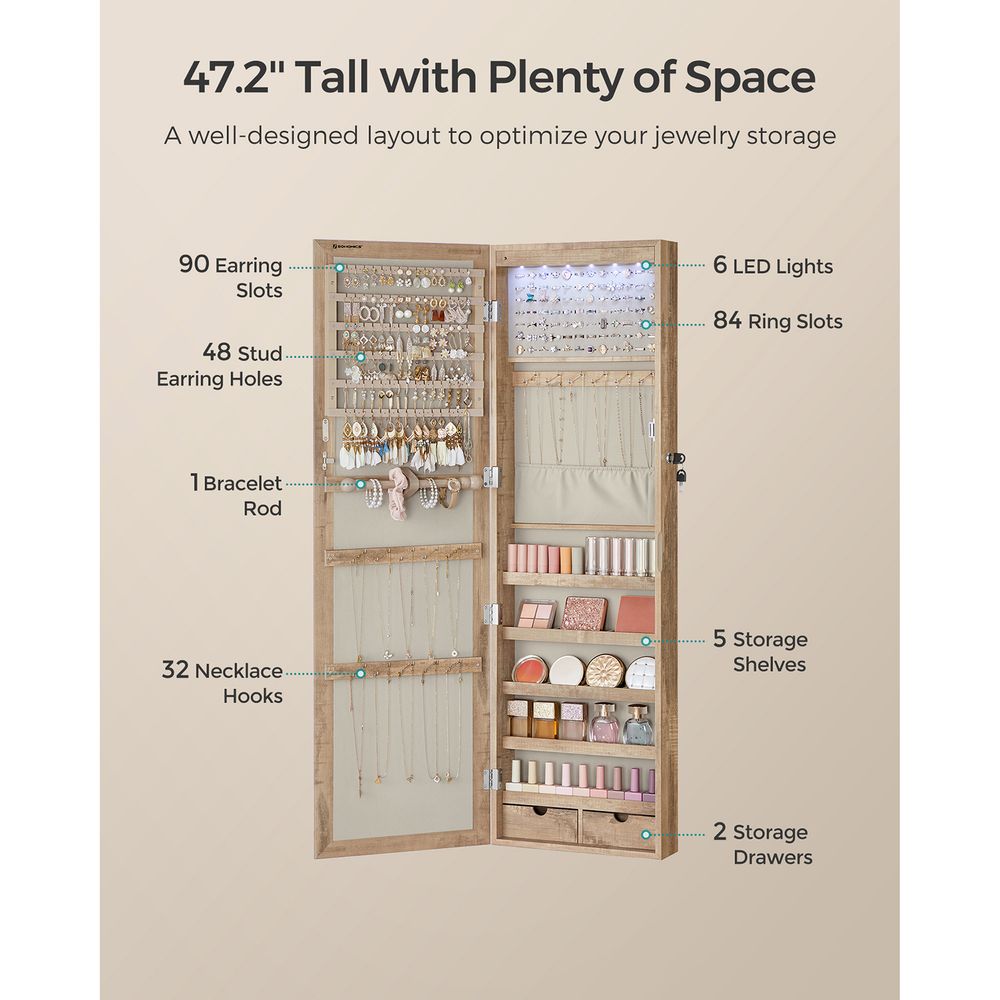 Jewelry Armoire Organizer | Full-Length Mirror Storage