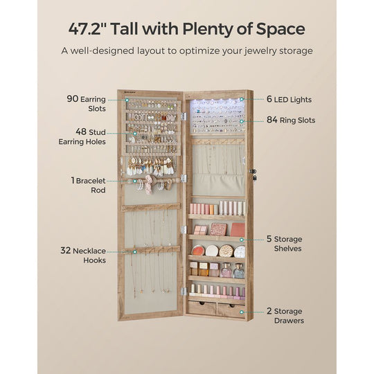 Jewelry Armoire Organizer | Full-Length Mirror Storage