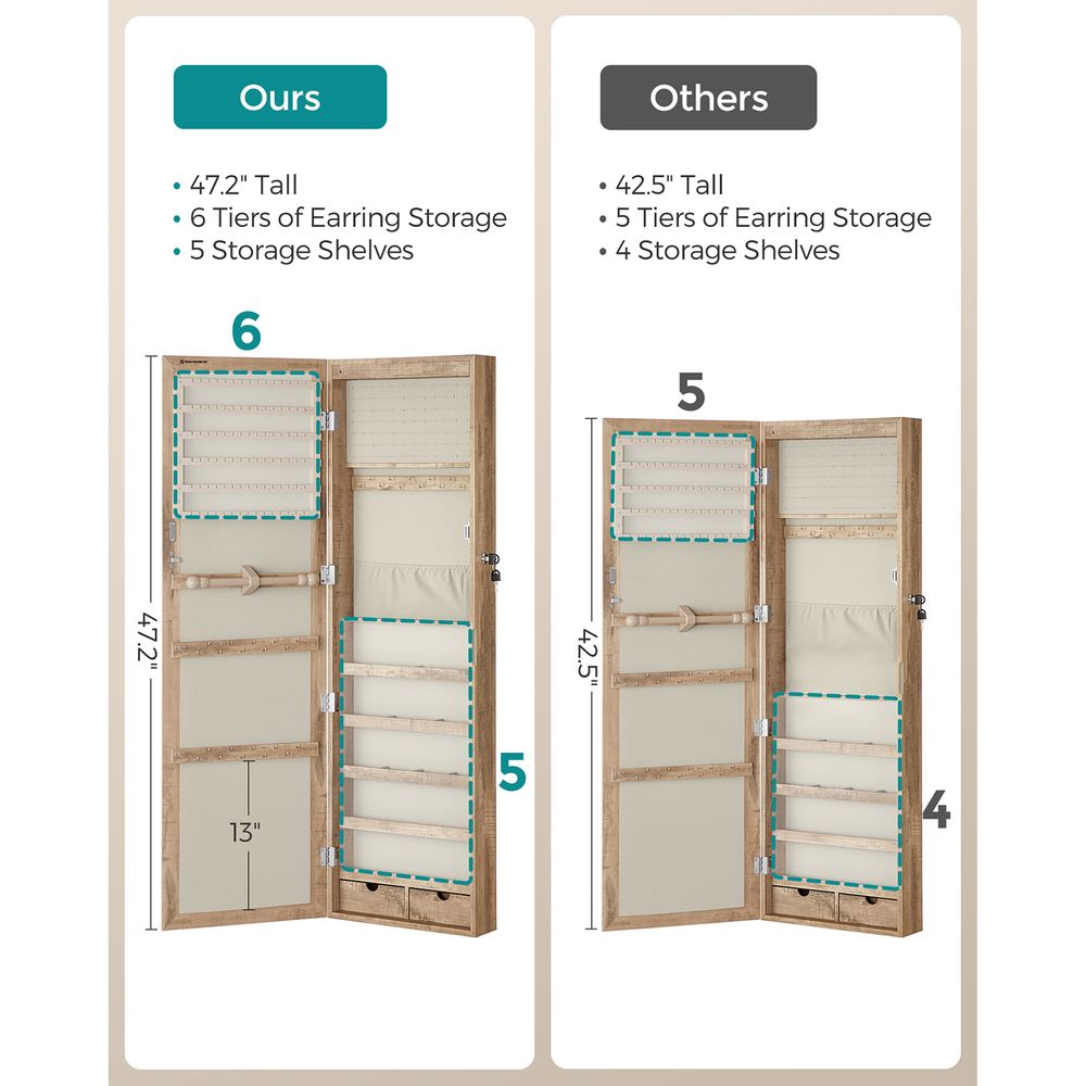 Jewelry Armoire Organizer | Full-Length Mirror Storage
