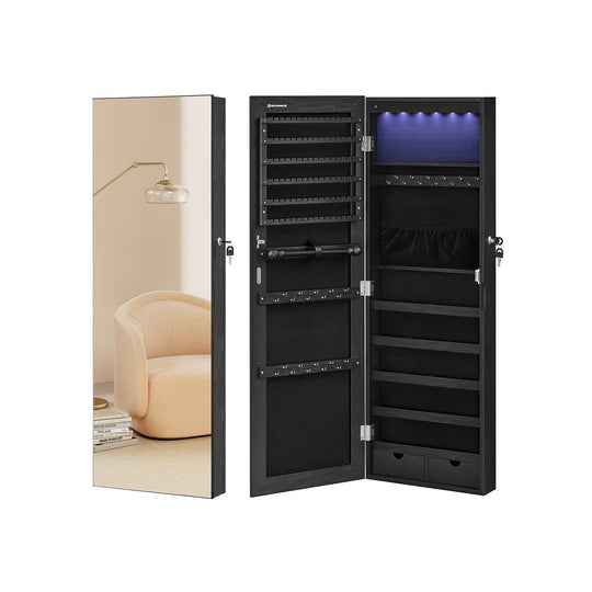 Wall-Mounted Jewelry Armoire | Full-Length Mirror With LED Storage