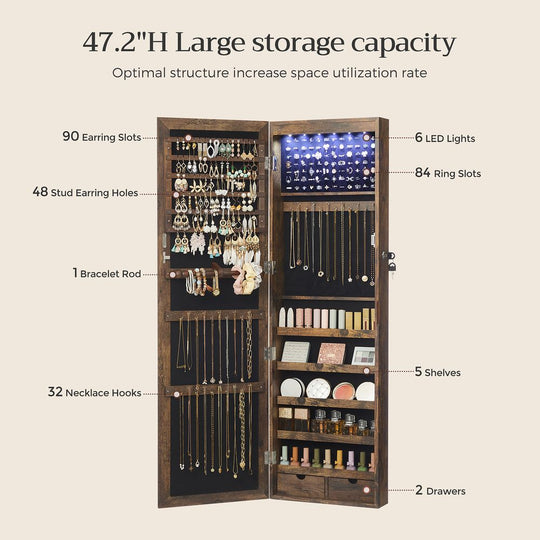 Jewelry Armoire Organizer | Full-Length Mirror Storage