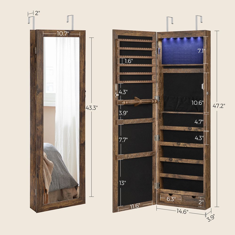 Jewelry Armoire Organizer | Full-Length Mirror Storage