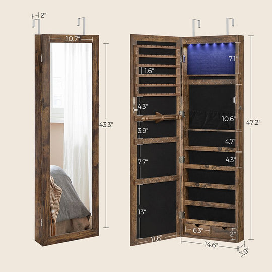 Jewelry Armoire Organizer | Full-Length Mirror Storage