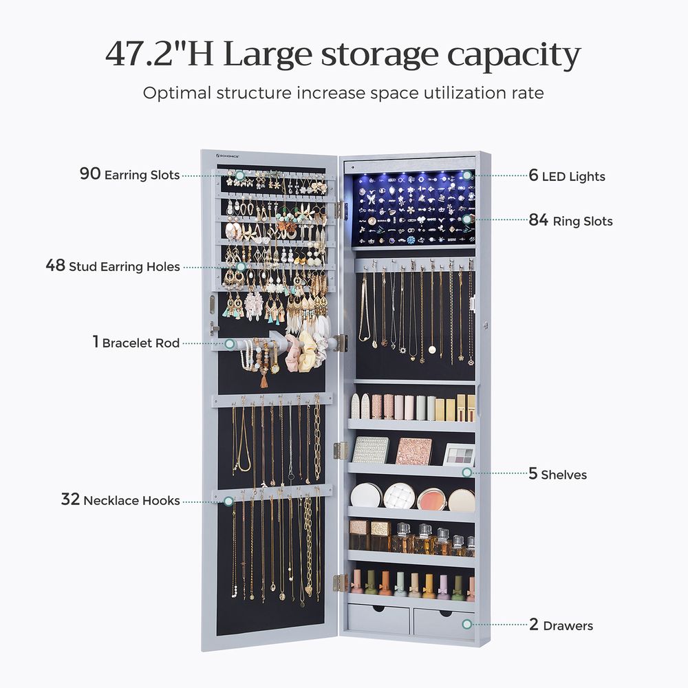 Jewelry Armoire Organizer | Full-Length Mirror Storage
