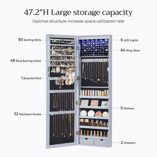 Jewelry Armoire Organizer | Full-Length Mirror Storage