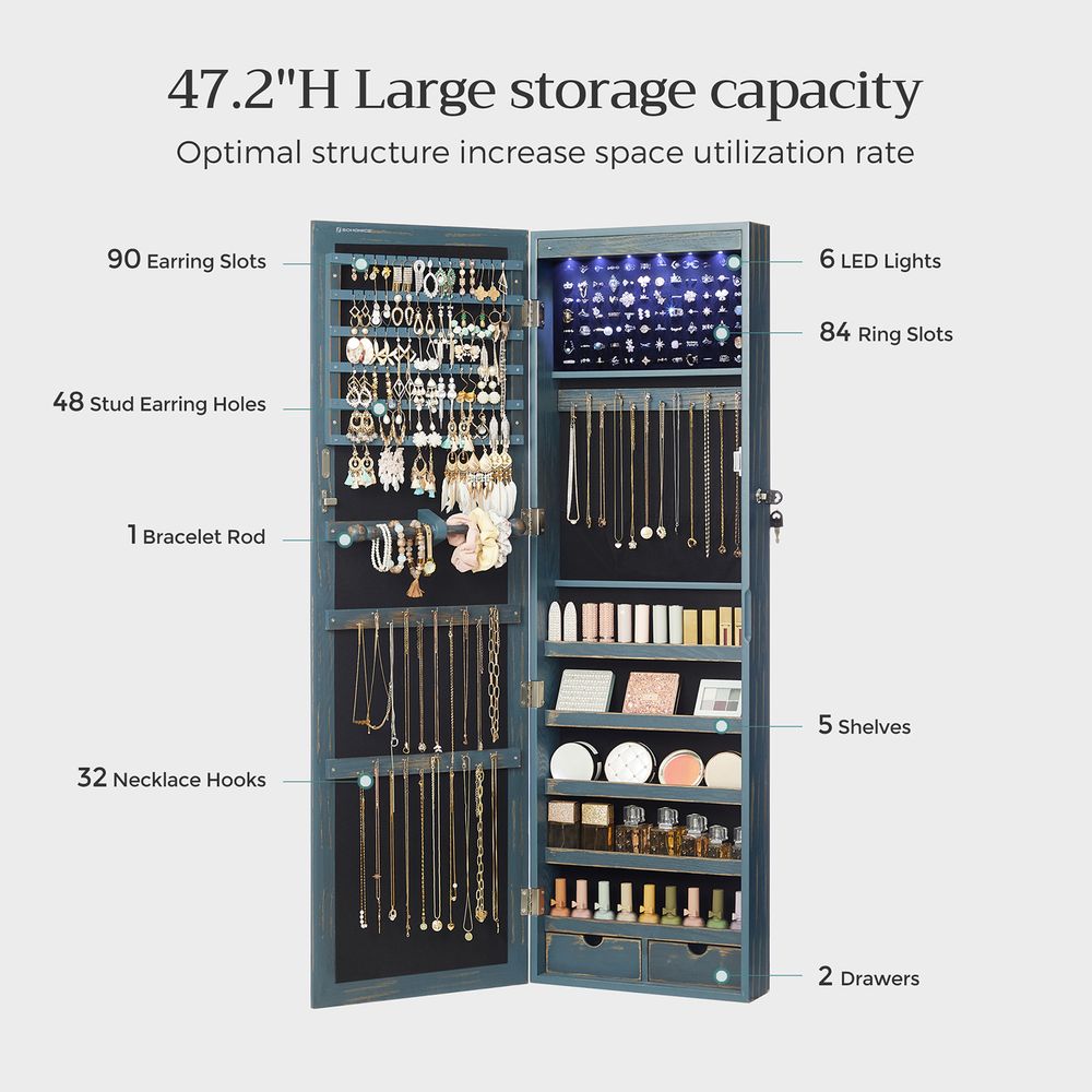 Jewelry Armoire Organizer | Full-Length Mirror Storage