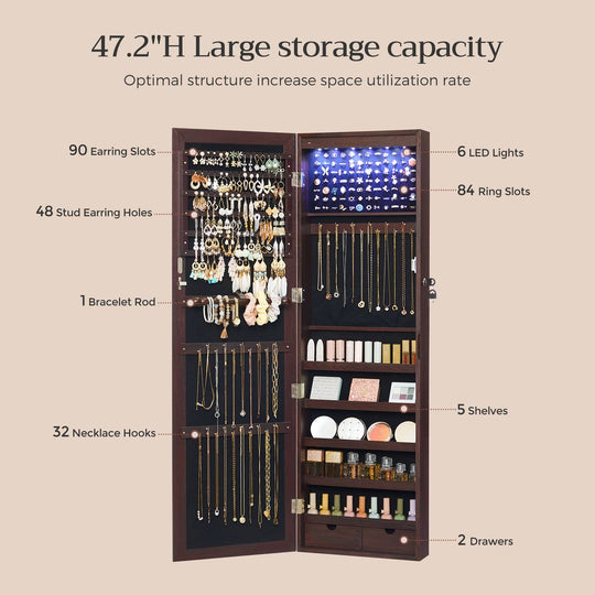 Jewelry Armoire Organizer | Full-Length Mirror Storage