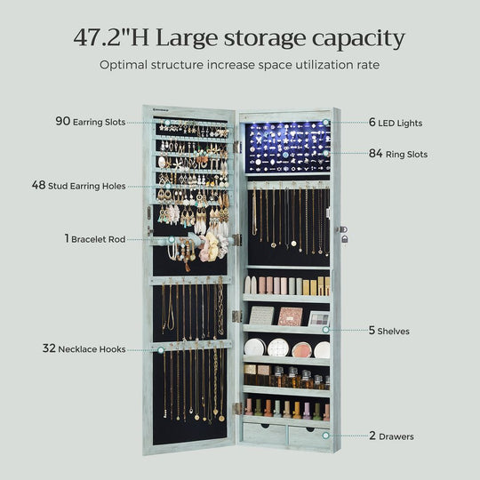 Jewelry Armoire Organizer | Full-Length Mirror Storage